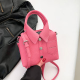 Casual Solid Rivets Buttons Zipper Bags