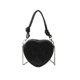 Celebrities Elegant Solid Heart Shaped Sequined Rhinestone Bags
