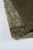 Vintage Elegant Solid Lace Zipper Loose High Waist Type A Patchwork Bottoms