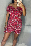 Sexy Vintage Flowers Draw String Flounce V Neck Wrapped Skirt Dresses