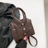 Casual Solid Rivets Buttons Zipper Bags