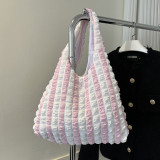 Casual Simplicity Plaid Solid Fold Contrast Bags