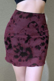 Sexy Vintage Gradient Geometric Tie-dye Regular High Waist Type A Patchwork Bottoms