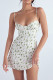 Sweet Print Flowers Patchwork V Neck A Line Dresses