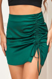 Elegant Solid Draw String Fold Regular High Waist Type A Solid Color Bottoms