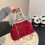 Vintage Elegant Flowers Pearl Fold Bags