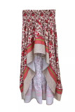 Elegant Floral Asymmetrical Loose High Waist Full Print Bottoms