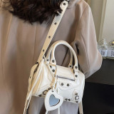 Vintage Solid Rivets Zipper Bags