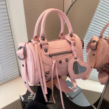 Vintage Solid Rivets Zipper Bags