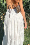 Elegant Solid Patchwork Fold Loose High Waist Type A Solid Color Bottoms