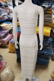 Sexy Vacation Solid Hollowed Out V Neck Sling Dresses