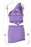 Sexy Solid Metal Accessories Decoration Hot Drill Oblique Collar Sleeveless Two Pieces