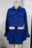 Sexy British Style Solid Buttons Turndown Collar Long Sleeve Two Pieces