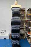 Sexy Vacation Striped Contrast Strapless One Step Skirt Dresses