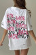 Casual Letter Print Ripped Contrast O Neck T-Shirts
