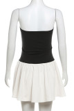 Sexy Solid Contrast Pleated Strapless One Step Skirt Dresses