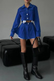 Sexy British Style Solid Buttons Turndown Collar Long Sleeve Two Pieces