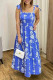 Bohemian Elegant Print Flowers Bandage Patchwork Square Collar Sling Dresses