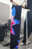 Sexy Print Flowers U Neck One Step Skirt Dresses