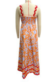 Vintage Elegant Floral Ripple Patchwork Printed Dresses