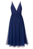 Sexy Formal Solid Frenulum Backless Mesh V Neck Evening Dresses