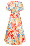 Elegant Floral Fold V Neck A Line Dresses