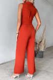 Casual Daily Solid Frenulum Turndown Collar Sleeveless Two Pieces