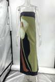 Casual Print Flowers Contrast Strapless Strapless Dresses