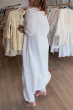 Casual Daily Solid Asymmetrical O Neck Long Sleeve Two Pieces