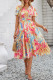 Elegant Floral Fold V Neck A Line Dresses