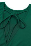 Sweet Daily Solid Hollowed Out Fold O Neck Loose Jumpsuits