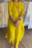 Casual Daily Solid Asymmetrical O Neck Long Sleeve Two Pieces