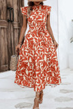 Vintage Elegant Floral Bandage Stringy Selvedge Mandarin Collar Printed Dresses
