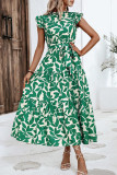 Vintage Elegant Floral Bandage Stringy Selvedge Mandarin Collar Printed Dresses