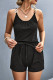 Sexy Simplicity Solid Metal Accessories Decoration Fold U Neck Loose Rompers