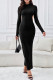 Sexy Solid Backless Half A Turtleneck One Step Skirt Dresses