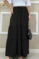 Elegant Print Polka Dot Patchwork Loose High Waist Type A Full Print Bottoms