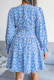 Elegant Print Flowers Fold Stringy Selvedge V Neck A Line Dresses