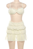 Sexy Solid Backless Fold Sleeveless Two Pieces
