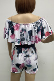 Sexy Floral Frenulum Off the Shoulder Regular Rompers