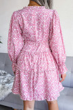 Elegant Print Flowers Fold Stringy Selvedge V Neck A Line Dresses