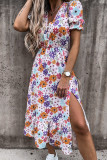 Elegant Floral Slit V Neck A Line Dresses
