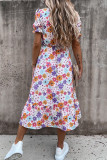 Elegant Floral Slit V Neck A Line Dresses