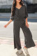 Casual Simplicity Solid Pocket V Neck Short Sleeve Two Pieces