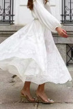 Elegant Solid Lace Mesh Loose High Waist Type A Solid Color Bottoms