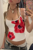 Sexy Floral Contrast U Neck Tops