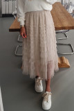 Elegant Solid Mesh Loose High Waist Type A Patchwork Bottoms