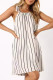 Casual Striped Print Frenulum With Bow U Neck Sling Dresses