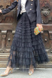 Elegant Solid Mesh Loose High Waist Type A Patchwork Bottoms