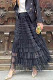 Elegant Solid Mesh Loose High Waist Type A Patchwork Bottoms